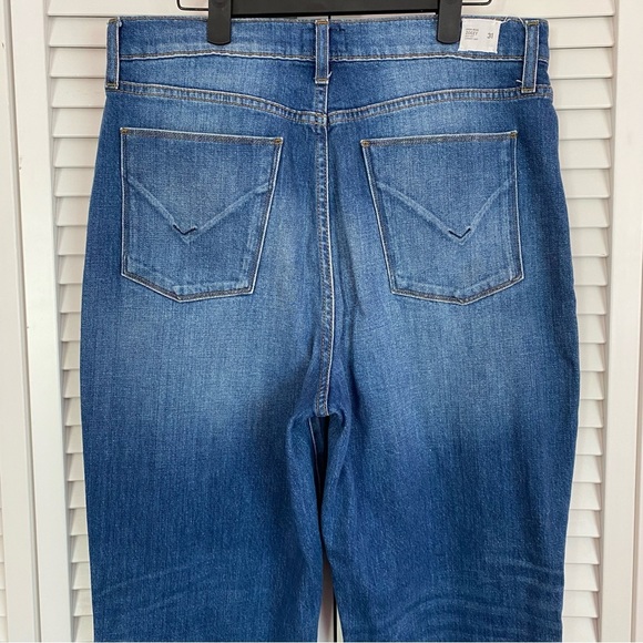 Hudson Zoeey High Rise Deep Cuff Straight Leg Distressed Blue Jeans Size 31 - Picture 9 of 10